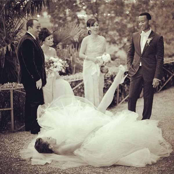 Chrissy Teigen Shows Off Red Wedding Dress E Online